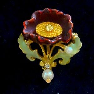 JOAN RIVERS FLORAL VICTORIAN BROOCH PIN LOLITA FASHION COQUETTE AESTHETIC CAMEO